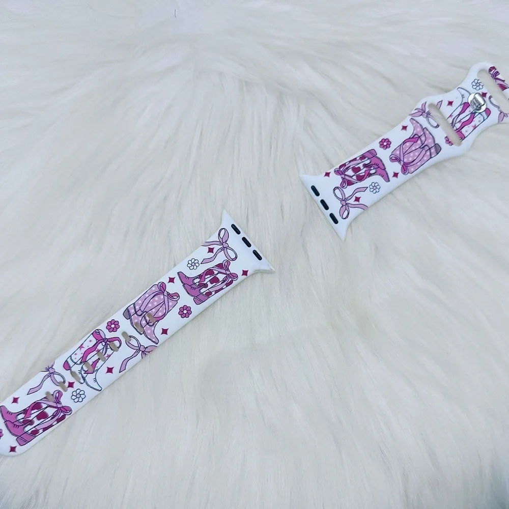 New Pink Bows & Boots Design Watch Band For Apple Watch 38mm / 40mm / 41mm